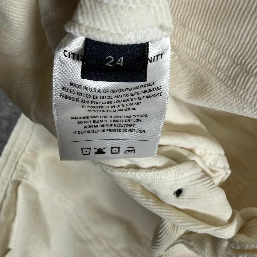 Citizens of Humanity Pants Women's 24 Ivory‎ Agni Utility Canvas Corduroy Jogger